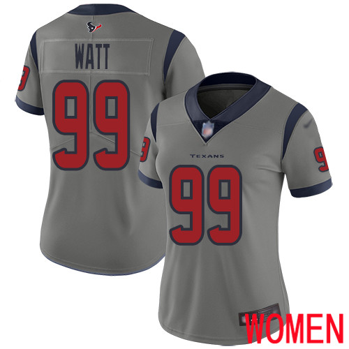 Houston Texans Limited Gray Women J J  Watt Jersey NFL Football #99 Inverted Legend->women nfl jersey->Women Jersey